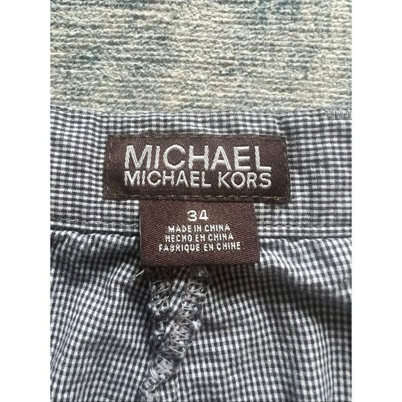 Michael Kors Blue White Micro Plaid 100% Cotton Shorts Size 34 - Picture 4 of 7